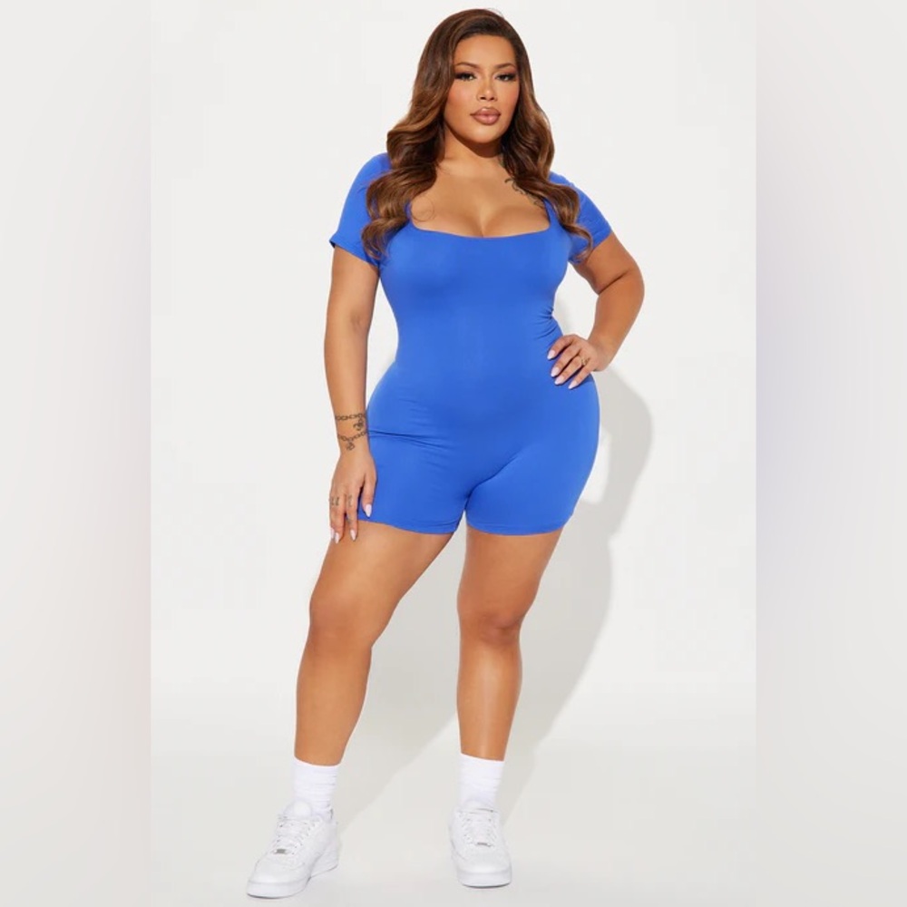 Miranda Double Lined Romper - Cobalt Blue in 1X - Picture 3 of 3